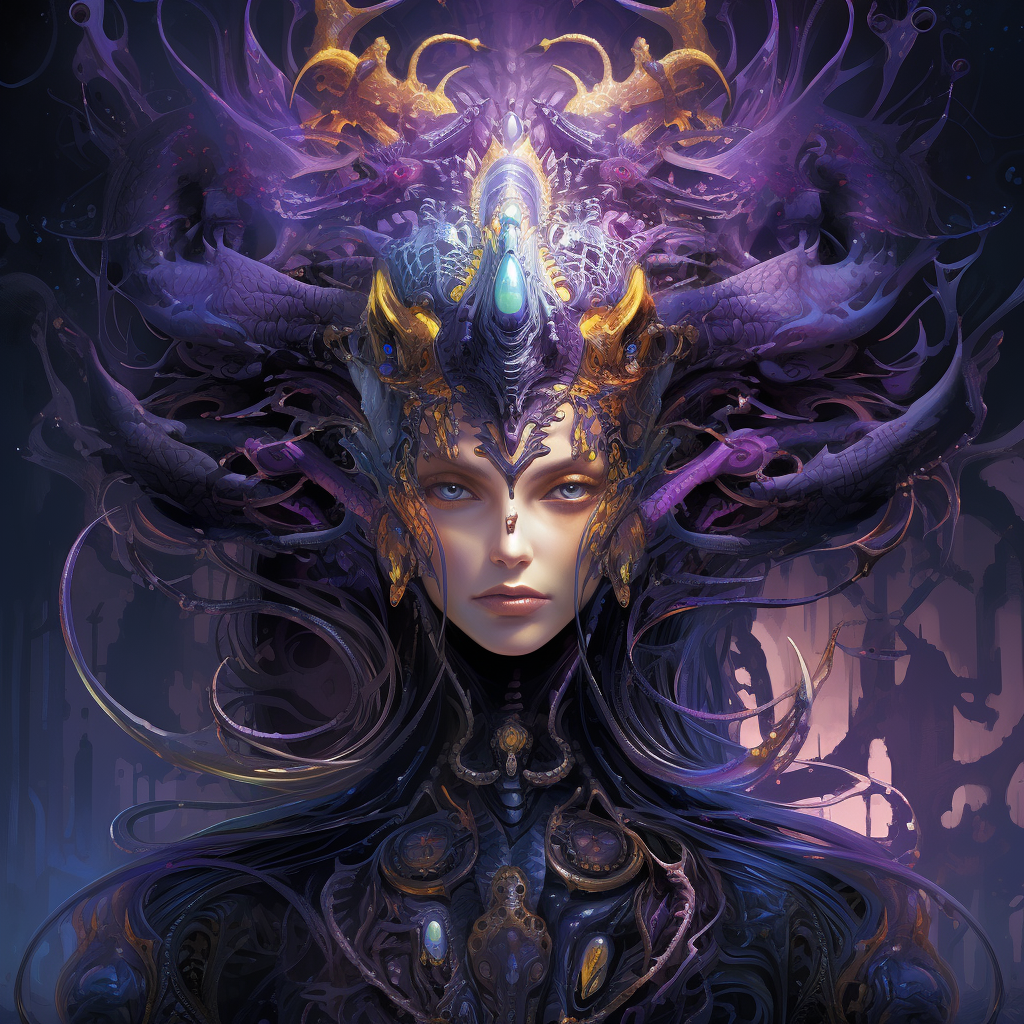 A psychic symbiont, a creature of pure psychic energy in shades of purple, blue, and gold.